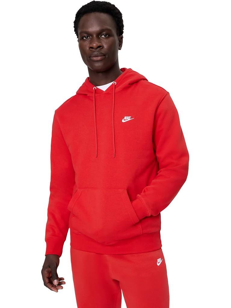 Red Nike Club Fleece Pullover Hoodie