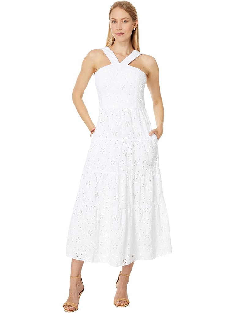 White Lilly Pulitzer Jenette Eyelet Halter Mid